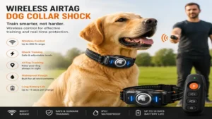 Wireless airtag dog collar shock system for outdoor dog training