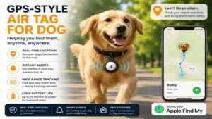 Air tag for dog with GPS-style real-time tracking and smart location alerts