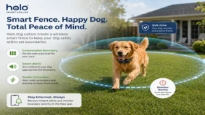 halo dog collars creating a wireless smart fence boundary for pet safety
