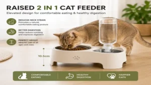 raised 2 in 1 cat feeder helping cats eat and drink comfortably