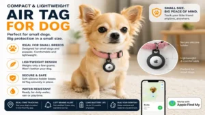 Compact air tag for dog made for small breed dogs and puppies