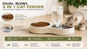 dual bowl 2 in 1 cat feeder for dry food and fresh drinking water