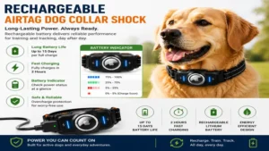 Rechargeable airtag dog collar shock with long battery performance