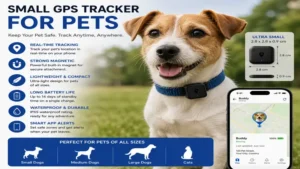 small gps tracker for pets attached securely to a dog collar