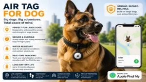 Heavy-duty air tag for dog built for large breed dogs and active lifestyles