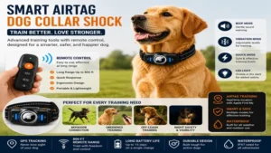 Smart airtag dog collar shock with remote control training features