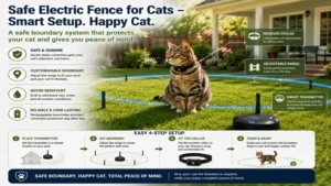 Safe electric fence for cats setup demonstrating pet-friendly boundary protection