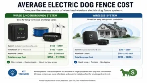 Average electric dog fence cost comparison for wired and wireless systems