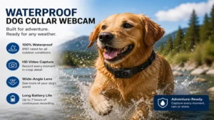 waterproof dog collar webcam designed for outdoor adventures and rainy conditions