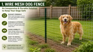 Wire mesh is an inexpensive fencing for dogs option that offers durability, visibility, and reliable backyard security.