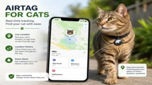 airtag for cats showing real-time tracking on a smartphone map interface