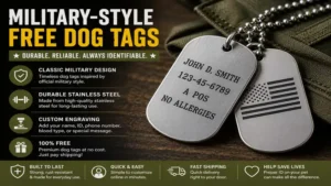 Military-style free dog tags made from durable stainless steel