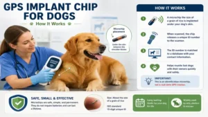 Veterinarian scanning a dog while explaining facts and limitations about gps implant chip for dogs