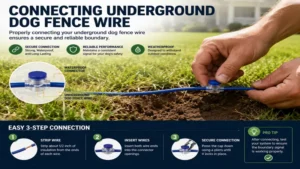 Connecting underground dog fence wire with waterproof connectors during fence installation