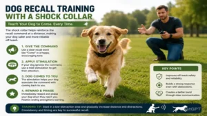 Dog practicing recall exercises with dog shock collar training in an outdoor park setting