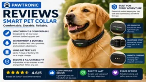 pawtronic reviews showing a smart pet collar with durable design, comfort, and reliable tracking features