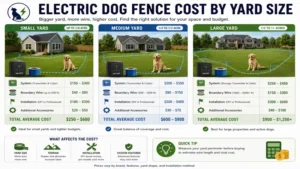 Electric dog fence cost comparison based on small medium and large yard sizes