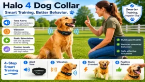 halo 4 dog collar demonstrating smart training features for improved dog behavior