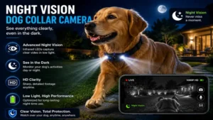 night vision dog collar webcam for clear recording and monitoring in darkness