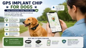 Pet owner checking a dog tracking application while learning about gps implant chip for dogs alternatives