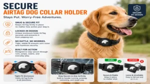 Secure airtag dog collar holder with a locked-in design that keeps the tracker firmly in place during activity
