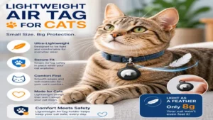 Air tag for cats featuring a lightweight holder designed for maximum comfort and daily wear
