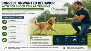 Trainer applying dog shock collar training to help correct unwanted dog behavior effectively