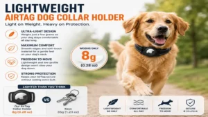Lightweight airtag dog collar holder offering maximum comfort and protection without adding extra bulk