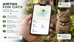 airtag for cats helping an owner locate a lost cat using a tracking app