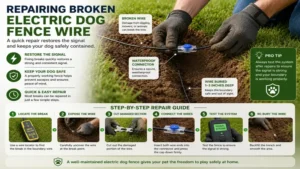 Repairing a damaged electric dog fence wire to restore the invisible fence system