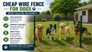 Cost-effective cheap wire fence for dogs providing reliable containment for multiple dogs in a yard