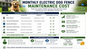 Monthly electric dog fence cost including maintenance batteries and repairs
