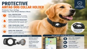 Protective airtag dog collar holder featuring secure coverage, water resistance, and reliable pet tracking support