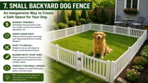 Small backyard enclosed with inexpensive fencing for dogs creates a secure, affordable, and pet-friendly outdoor space.