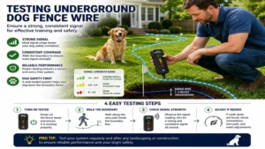 Testing underground dog fence wire signal strength to ensure reliable boundary coverage and pet safety