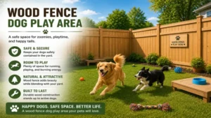 Spacious play area enclosed by a wood fence for dogs where pets can run and play safely.