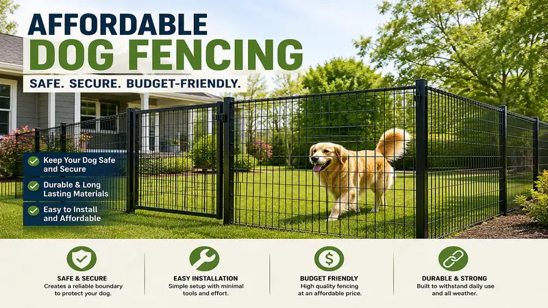 affordable dog fencing creating a safe and secure outdoor play area for dogs.