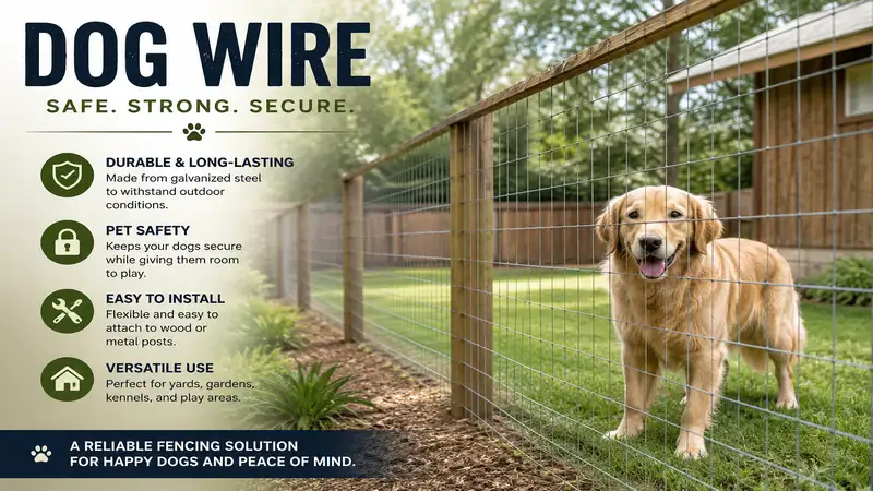 dog wire fence installed in a backyard to create a safe outdoor area for pets