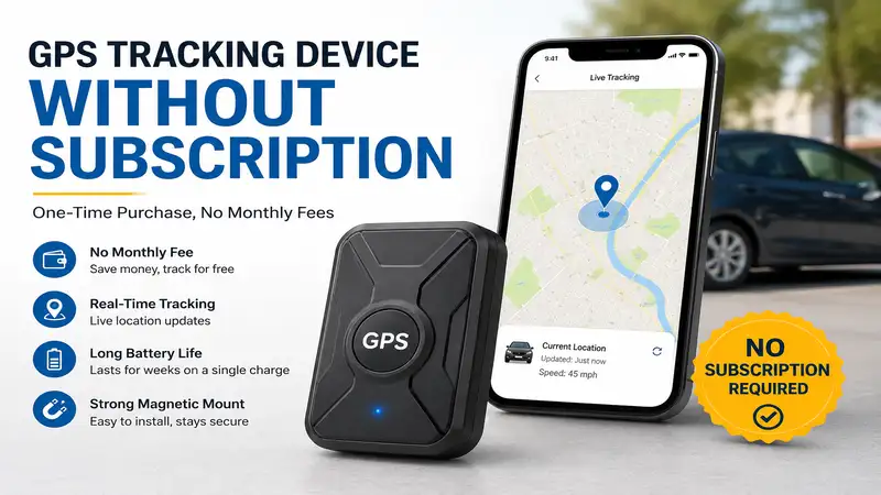 GPS tracking device without subscription displaying real-time location tracking without recurring monthly fees