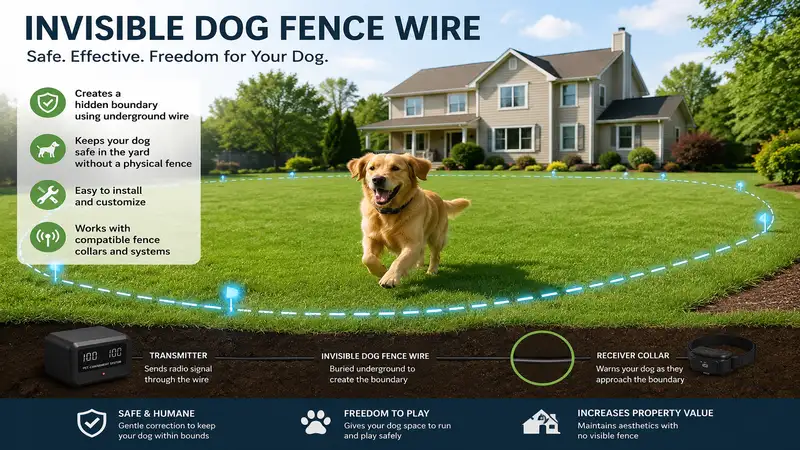 invisible dog fence wire installed around a yard to create a safe and secure boundary for dogs