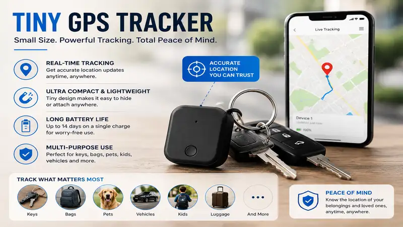 Tiny gps tracker for real-time location tracking of personal belongings