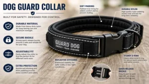 dog guard collar close-up view highlighting premium materials and secure buckle construction