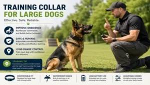 Professional trainer using a training collar for large dogs during obedience training