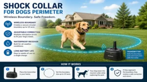 Shock collar for dogs perimeter with a wireless boundary setup for secure pet containment.