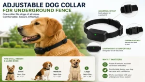 Dog collars for underground fence with adjustable fit for small, medium, and large dogs