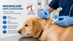 Safe implantation process of a chip para perros performed by a licensed veterinarian
