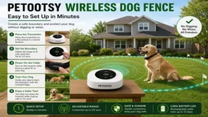 Petootsy wireless dog fence being set up quickly around a residential property