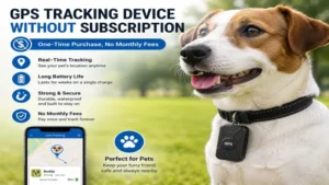 GPS tracking device without subscription attached to a pet collar for location awareness