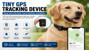 tiny gps tracking device attached to a pet collar for safe and accurate location tracking.