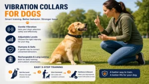 Pet owner using vibration collars for dogs during outdoor obedience training
